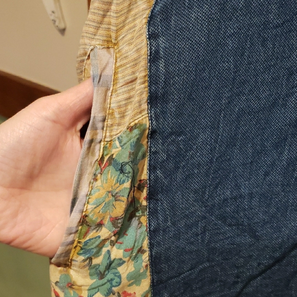 NWT Young Threads Denim Patchwork Hooded Shacket … - image 8